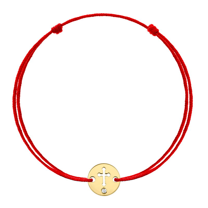 Bratara banut aur 14K cu diamant si cruciulita